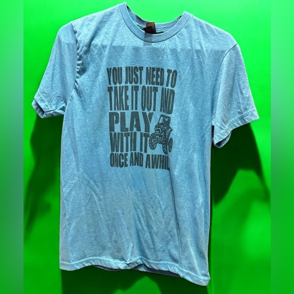 Take it out & play with it comedy hand crafted Blue Graphic T-Shirt medium